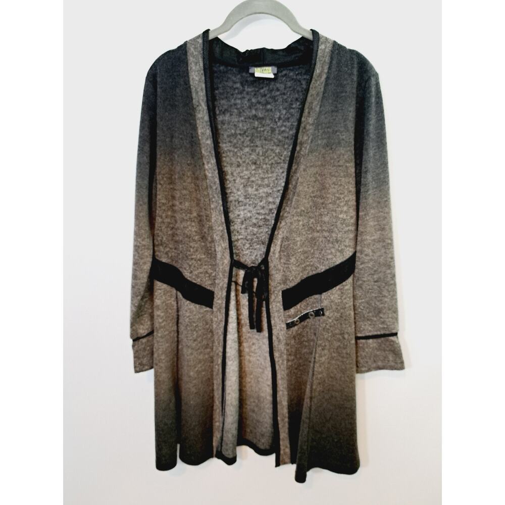 Dolcezza Women's Gray Long Line Cardigan Sweater Gray Size Small